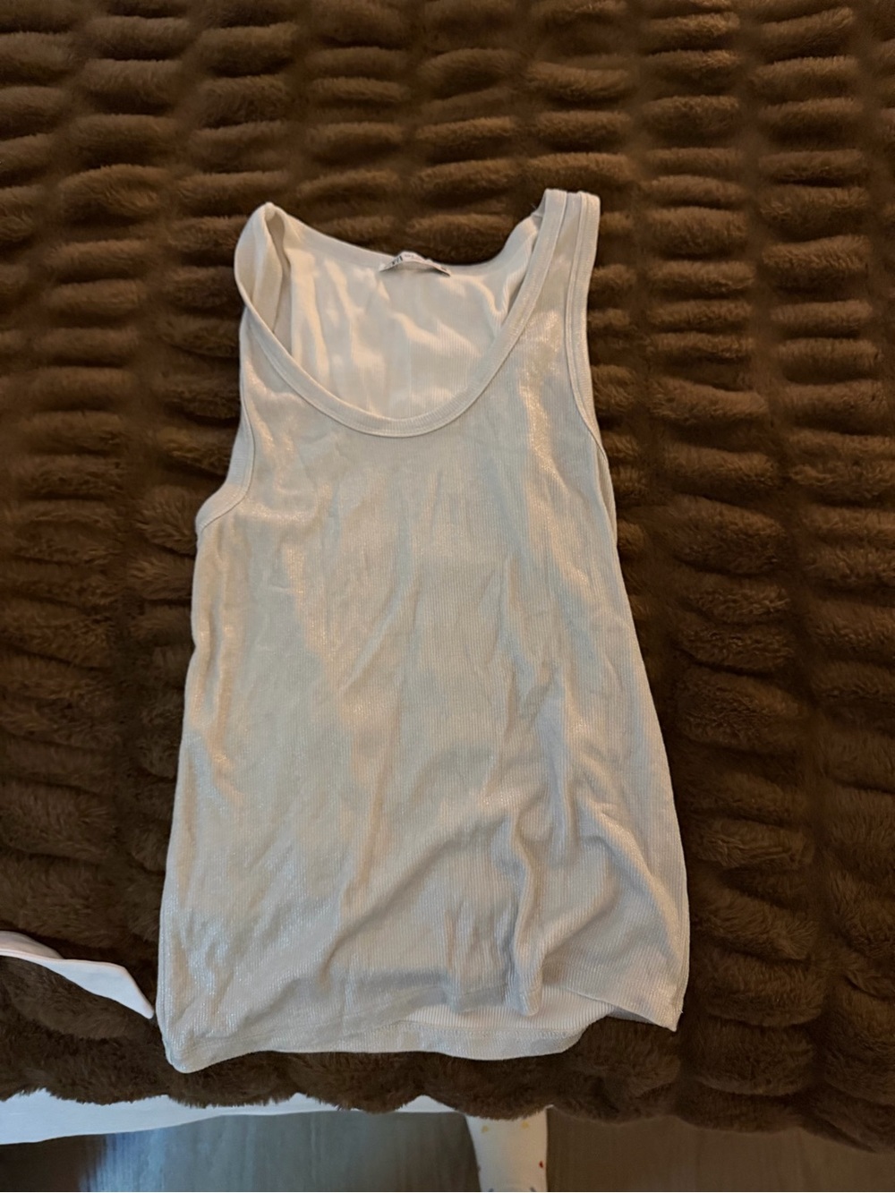 Zara White Ribbed Scoop Neck Tank - Women